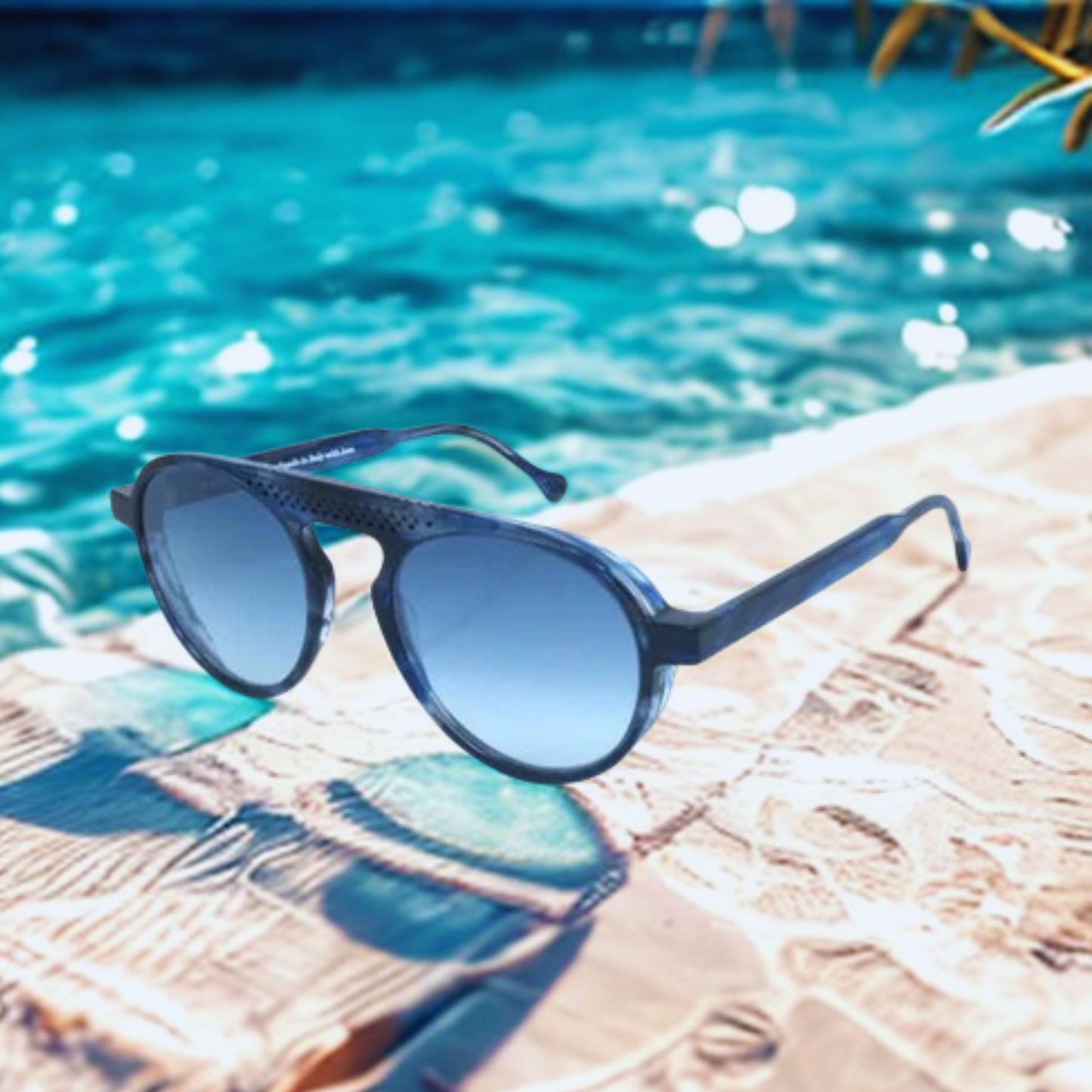 Gafas de sol Res/Rei Priamo 229 con fondo hechas a mano en acetato Mazzucchelli, diseño artesanal italiano en Óptica Palmanova, Calvià