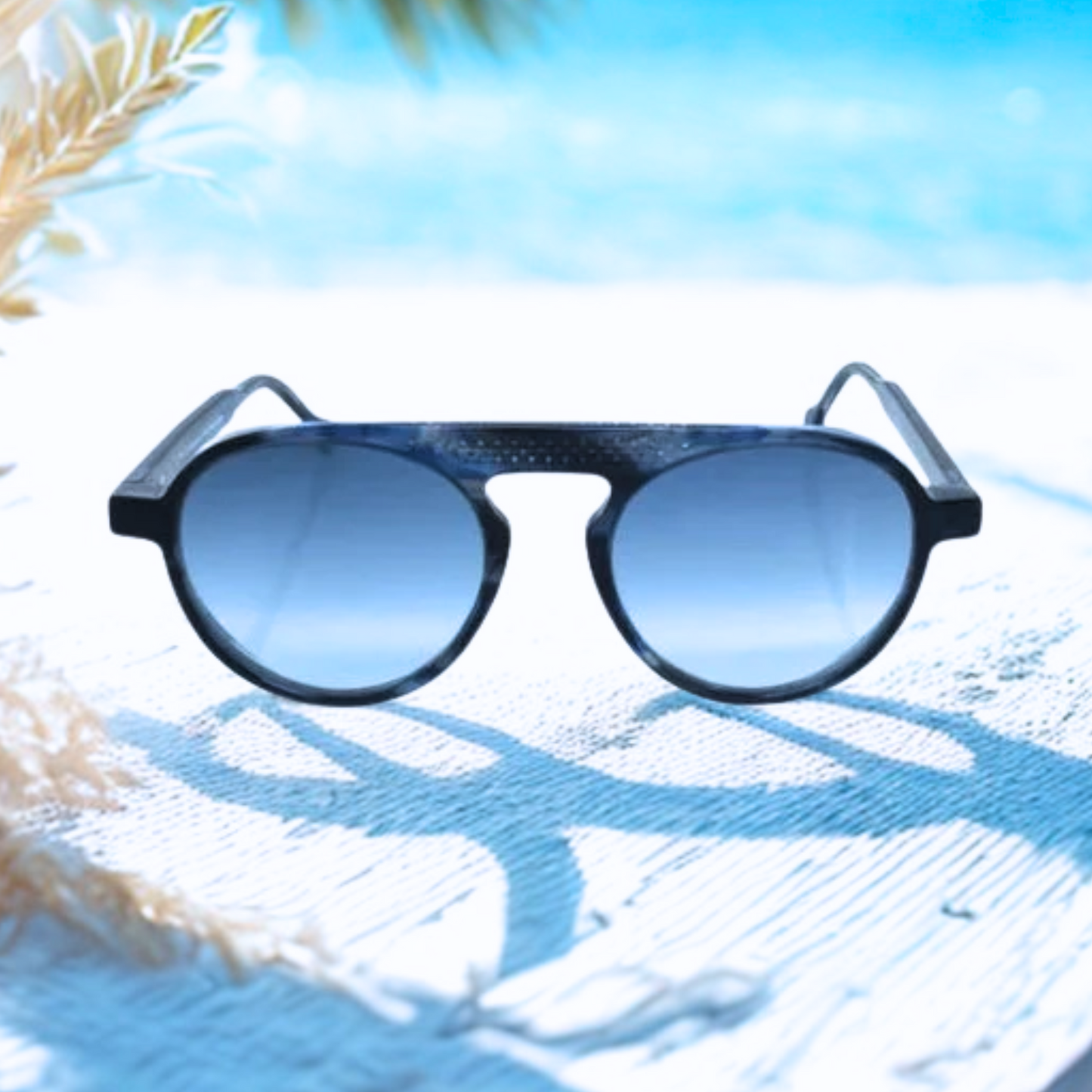 Gafas de sol Res/Rei Priamo 229 hechas a mano en acetato Mazzucchelli, diseño artesanal italiano en Óptica Palmanova, Calvià