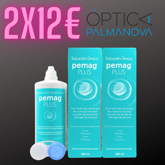 Líquido para lentillas Pemag PLUS pack ahorro 2 botellas de 360 ml