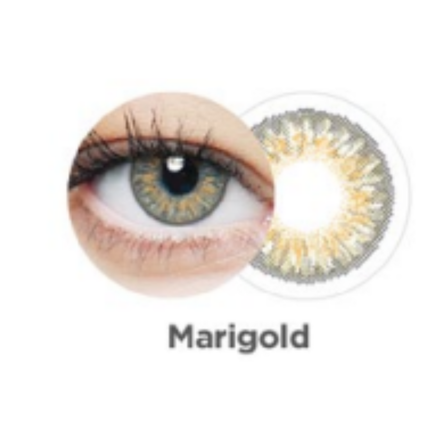 Lentillas de color caléndula para cambio temporal de mirada, disponibles en Óptica Palmanova Calvià