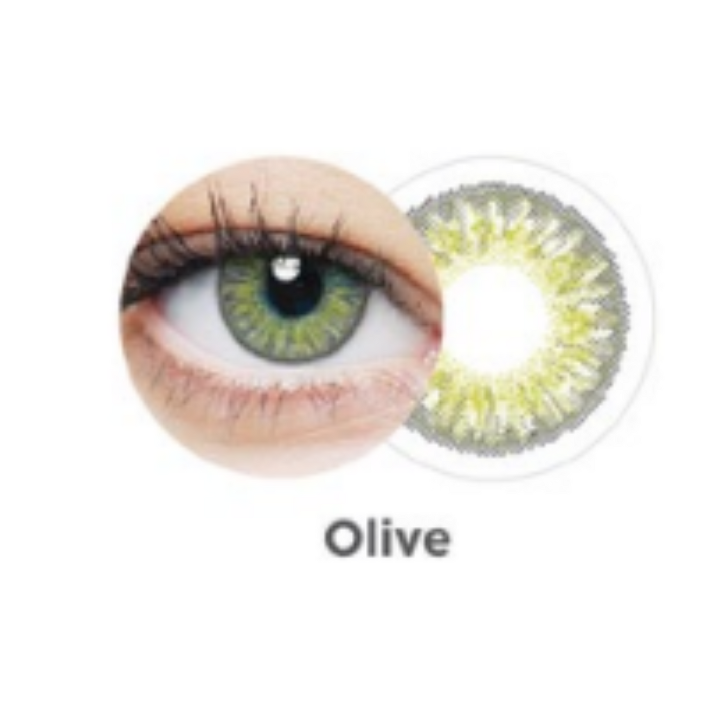 Lentillas de color oliva para cambio temporal de mirada, disponibles en Óptica Palmanova Calvià