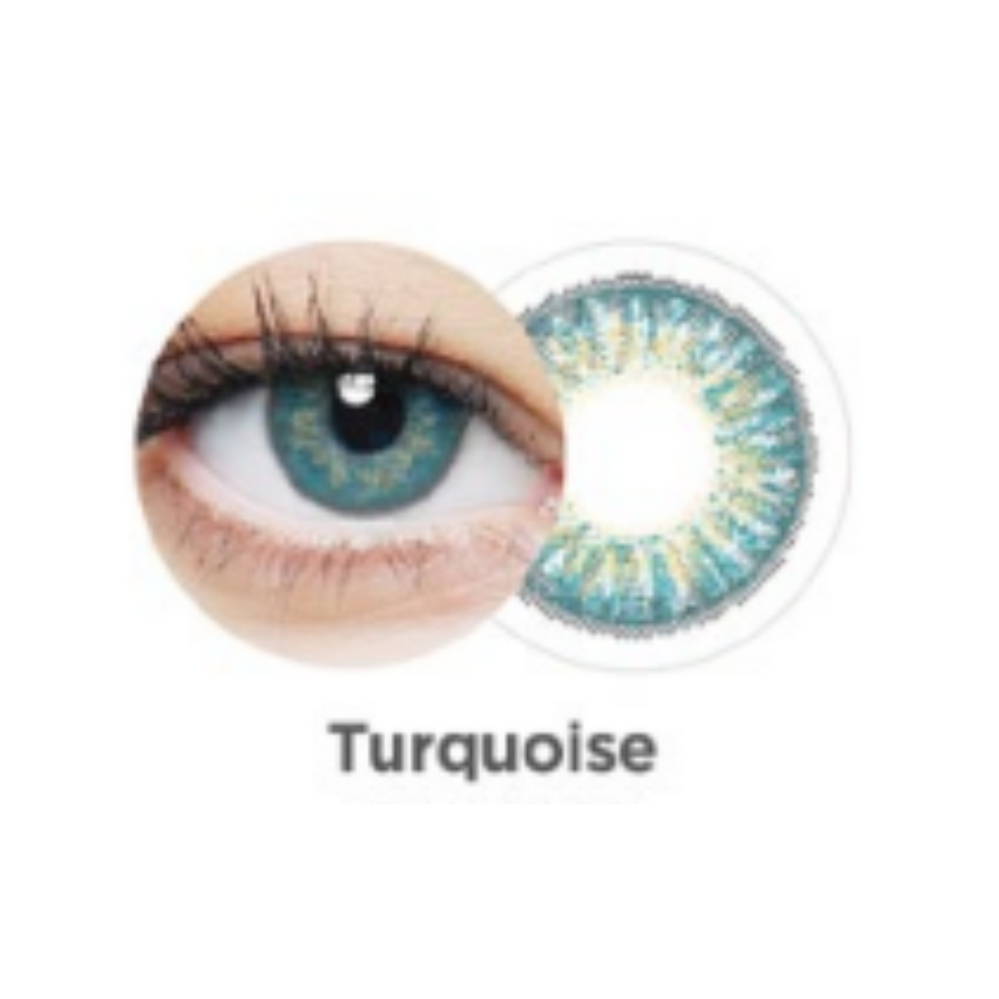 Lentillas de color turquesa para cambio temporal de mirada, disponibles en Óptica Palmanova Calvià