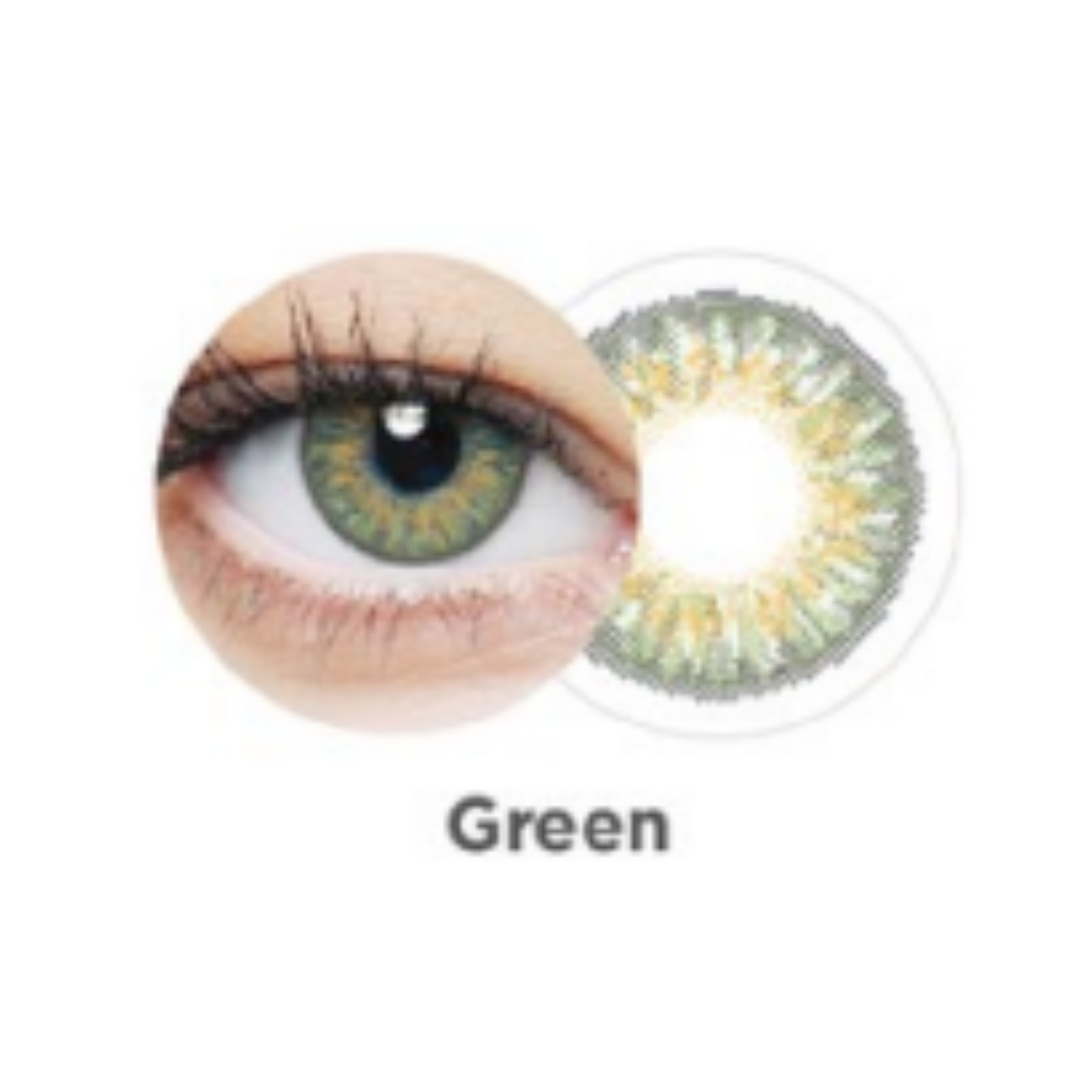 Lentillas de color verde para cambio temporal de mirada, disponibles en Óptica Palmanova Calvià