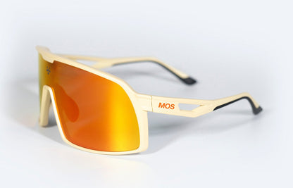 MOS Mallorca - Gafas de sol deportivas crema (lente espejo rojo fuego)