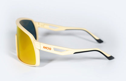 MOS Mallorca - Gafas de sol deportivas crema (lente espejo rojo fuego)