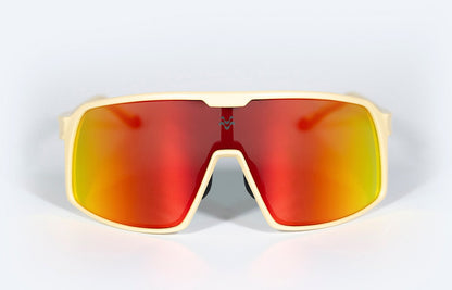 MOS Mallorca - Gafas de sol deportivas crema (lente espejo rojo fuego)