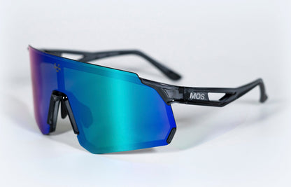 MOS Menorca - Gafas de sol deportivas gris (lente espejo azul)