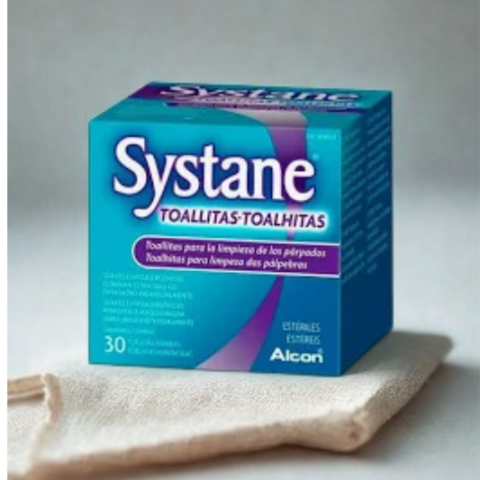 Toallitas oftálmicas Systane para limpieza diaria de párpados y pestañas en Calvià