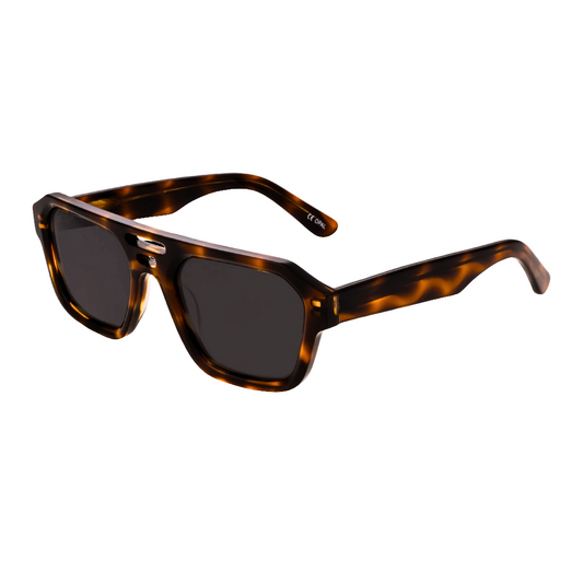 Vista frontal de gafas OPAL OWLET con forma geométrica y montura gruesa efecto carey, estilo urbano en Calvià