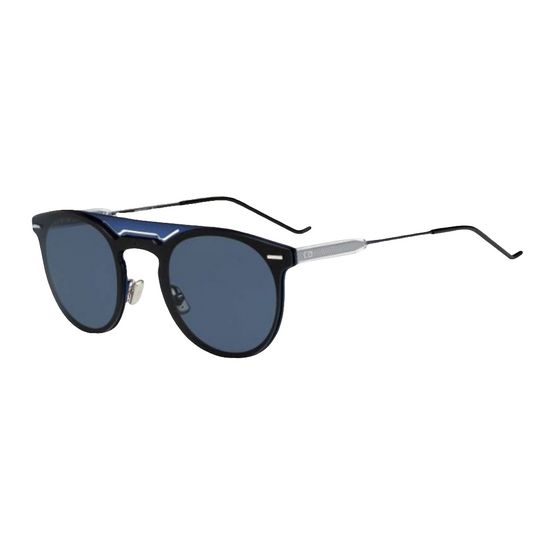 Vista lateral de gafas Dior Homme Dior0211S azul con varillas metálicas y estructura ligera, estilo sofisticado en Calvià