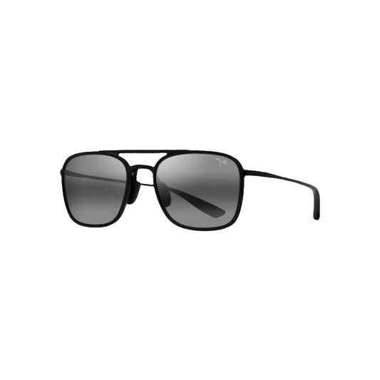 Vista lateral de las gafas Maui Jim Keokea con montura de nailon ultraligero, lentes polarizadas grises o cálidas, estilo clásico-moderno, óptica en Calvià, Mallorca